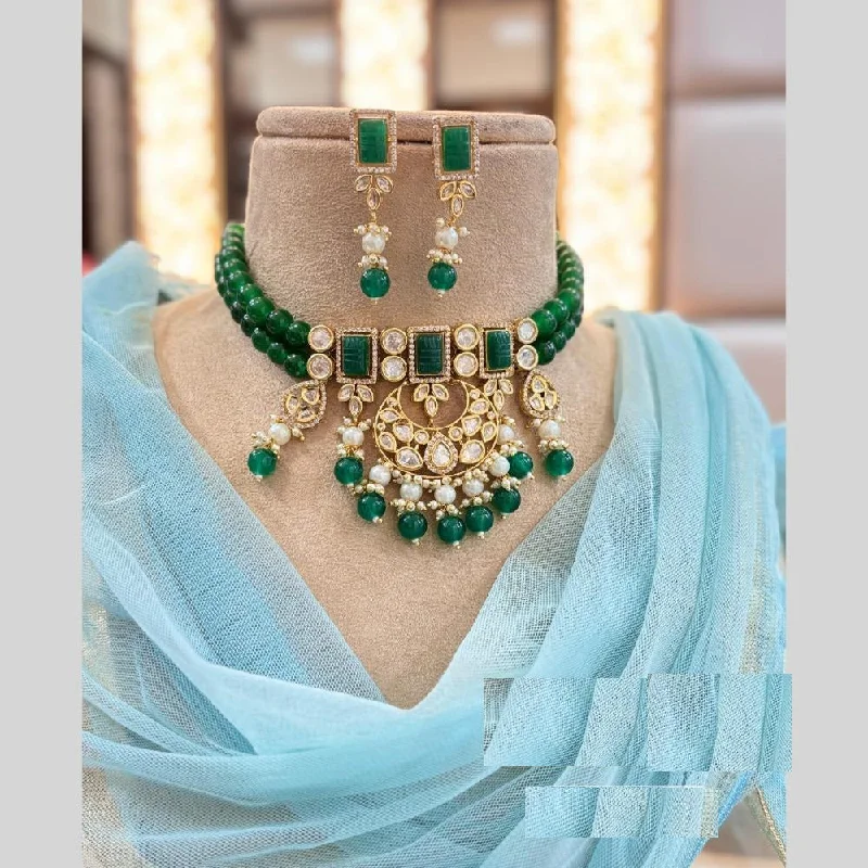 Jewel Addiction Gold Plated Polki Kundan And Beads Choker Necklace Set