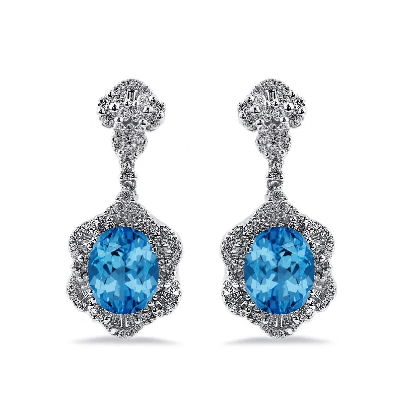 Auriya 6 3/8ct Fancy Oval-cut Topaz Halo Diamond Drop Earrings 1 7/8ctw 18k Gold