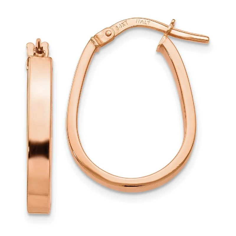 Curata 14k Rose Gold 20x3mm Polished Triangular Hoop Earrings