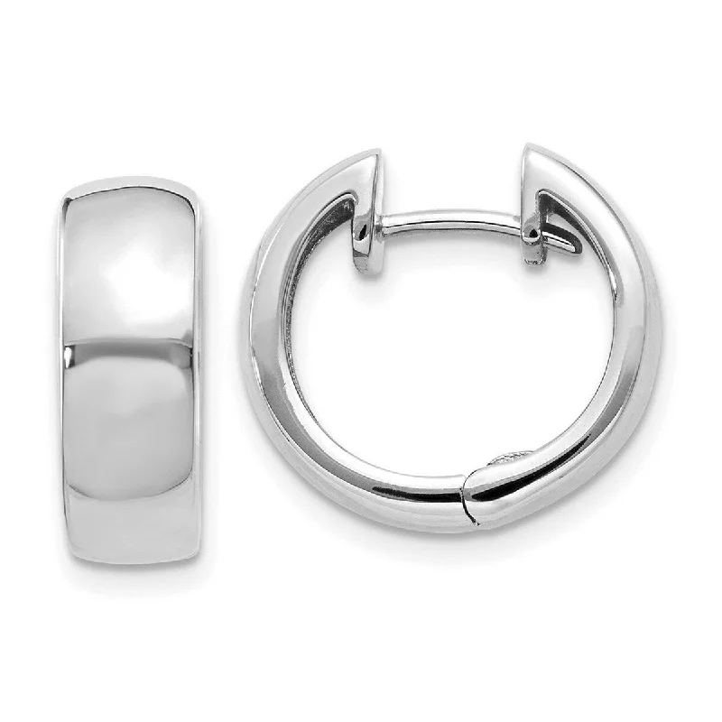 Curata 14k White Gold Polished Hinged Hoop Earrings - 12x5.5mm Wide