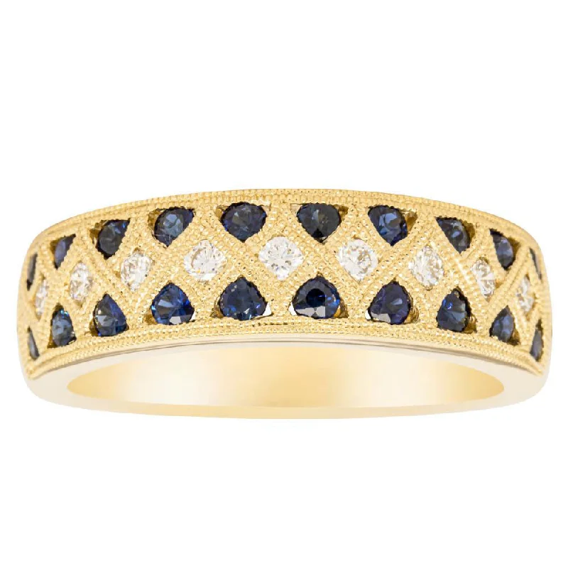 18ct Yellow Gold Sapphire & Diamond Honour Band