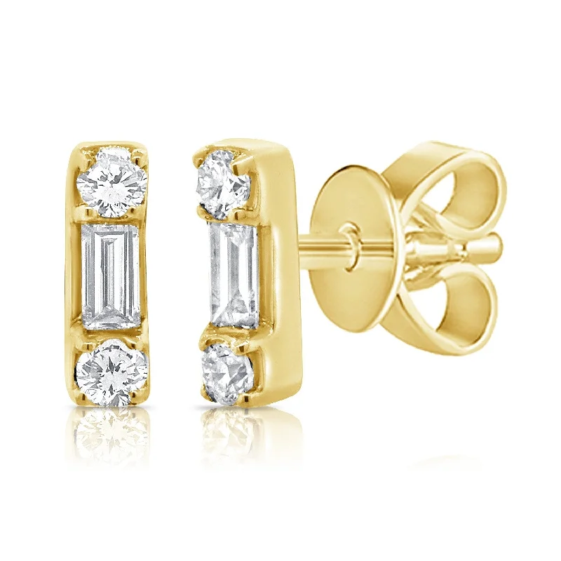 Joelle Diamond Baguette Tiny Stud Earrings 1/8 ct. t.w. 14K Gold Earrings