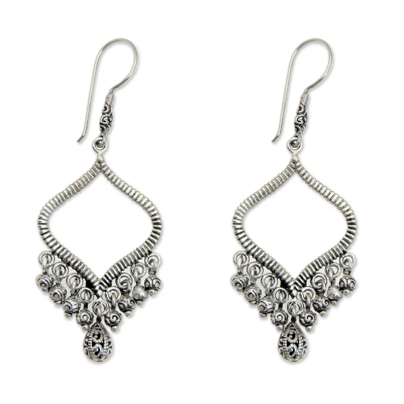 Sterling Silver Ancient Chimes Earrings (Indonesia) - 2.5L*0.9W