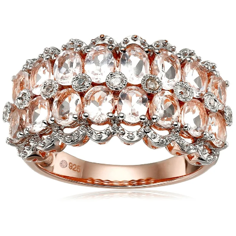 Rose Gold Plated Over Sterling Silver Morganite and Diamond Ring