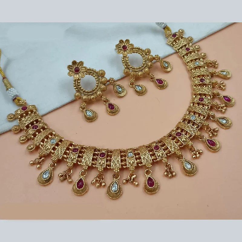 Padmawati Bangles Gold Plated Pota Stone Necklace Set