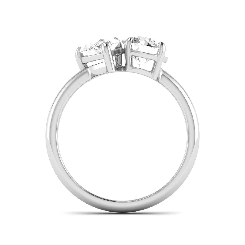 Marquee Almost 2.50 Carat TW Round And Pear Shape Lab Grown Diamond Ring in 14K White Gold