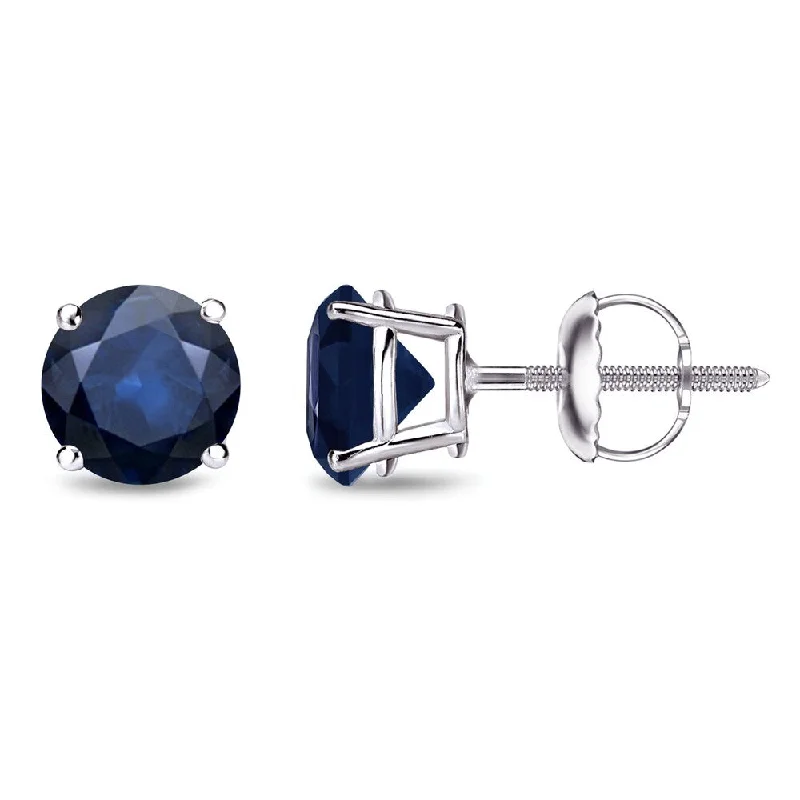 Auriya 14k Gold Round Sapphire Stud Earrings 1 1/2ctw