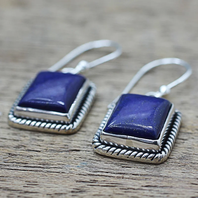 Sterling Silver 'Blue Frame' Lapis Lazuli Earrings