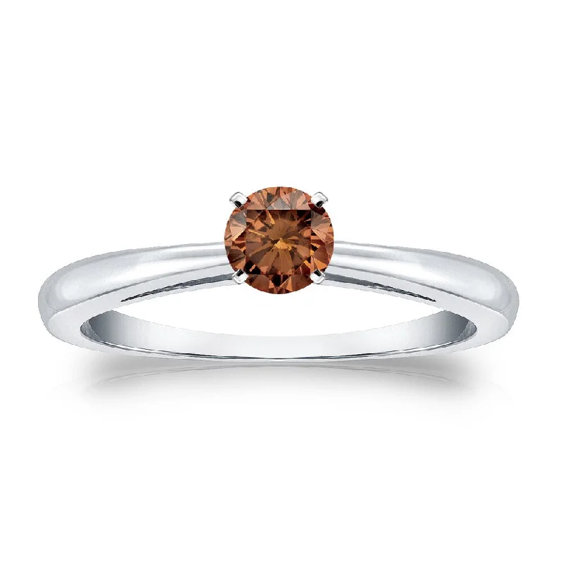 Auriya 1/4cttw Round Solitaire Brown Diamond Ring 14k Gold