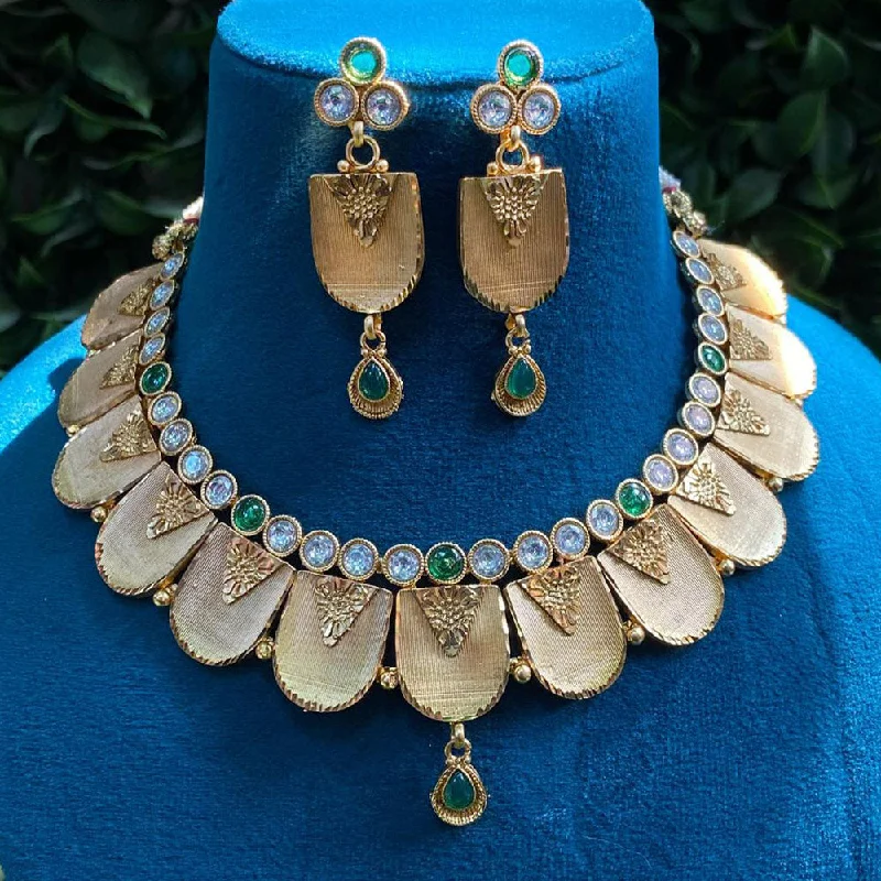 Royal Kundan Jewellery Gold Plated Crystal Stone Necklace Set