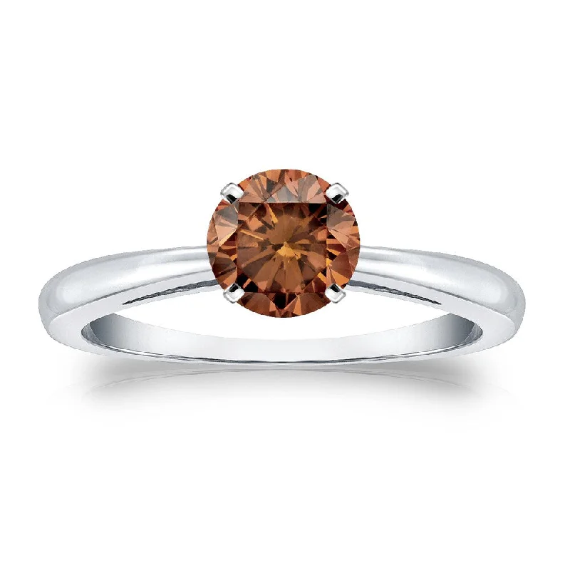 Auriya 1/2cttw Round Solitaire Brown Diamond Ring 14k Gold