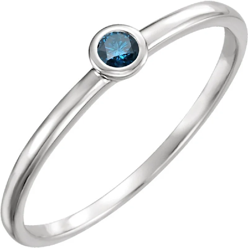 Auriya 10k Gold 0.03ctw Delicate Stackable Accent Bezel Blue Diamond Ring