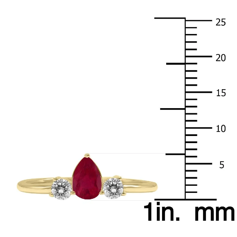 Marquee Jewels 1/2 Carat TW Pear Shape Ruby and Diamond Ring in 10K Yellow Gold