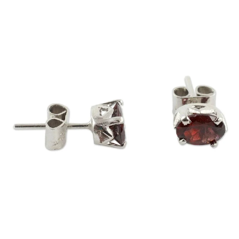 Sterling Silver Scintillate Garnet Earrings (India)