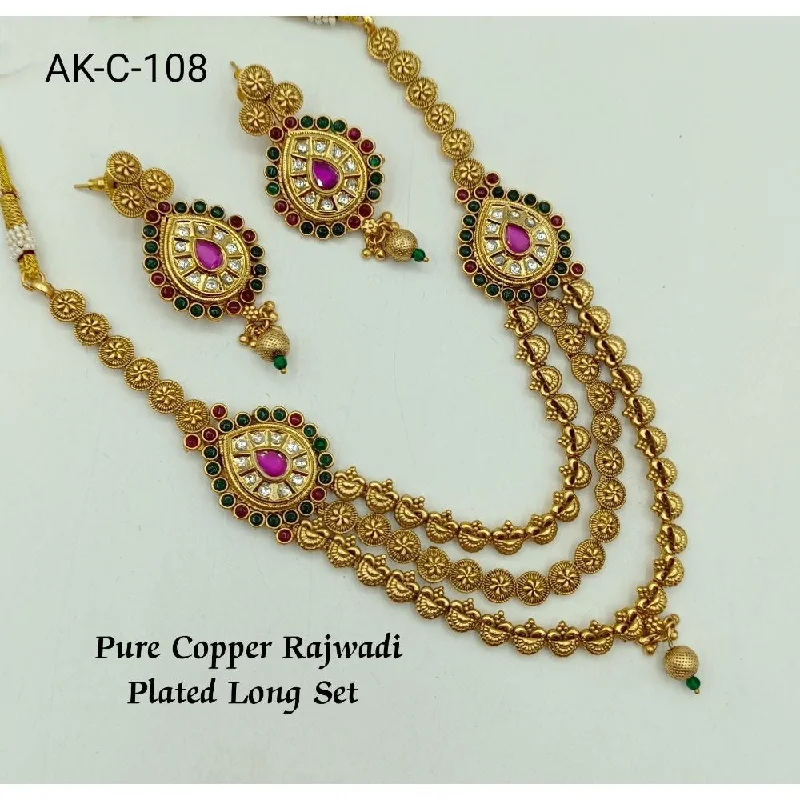 Akruti Collection Copper Plated Long Necklace Set