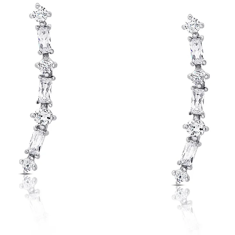 Samantha Stone Sterling Silver Cubic Zirconia Crawler Earrings