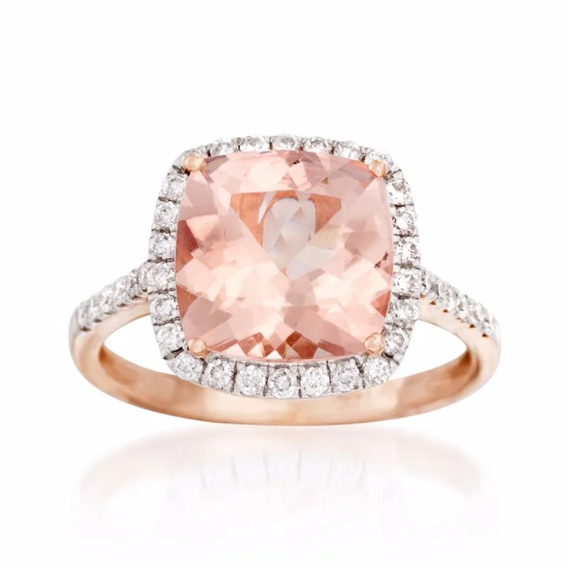 14kt Rose Gold Morganite and Diamond Ring